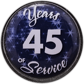 45 Years Silver and Blue Stars Years of Service Pin, Choose Post/Clutch or Magnet Back