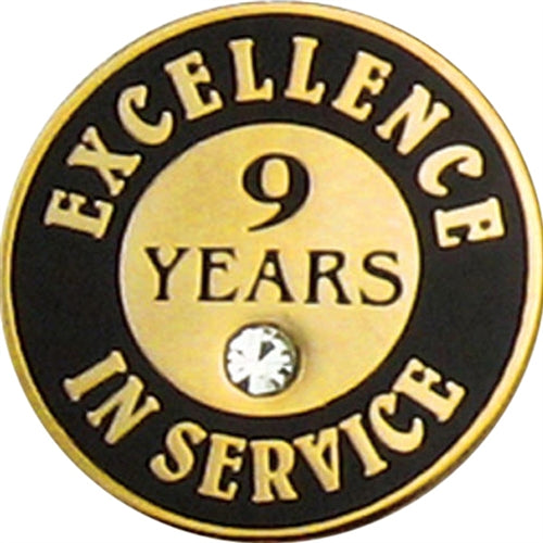 9 Years of Service Pin with Stone