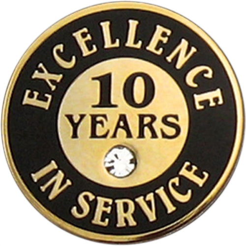 10 Years of Service Pin with Stone