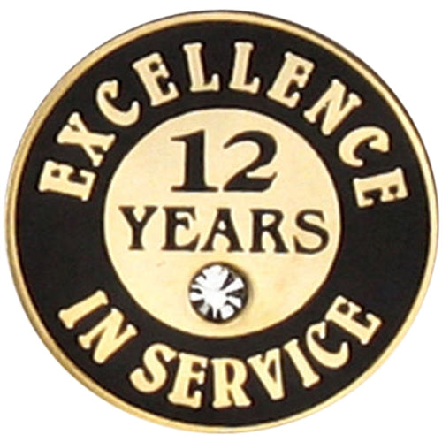 12 Years of Service Pin with Stone