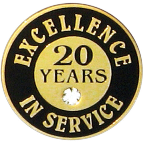 20 Years of Service Pin with Stone