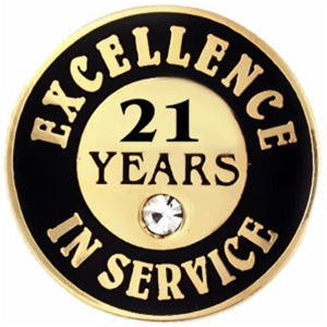 21 Years of Service Pin with Stone