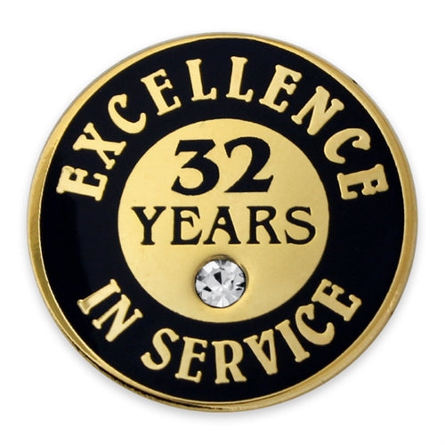 32 Years of Service Pin with Stone