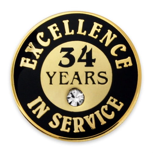 34 Years of Service Pin with Stone