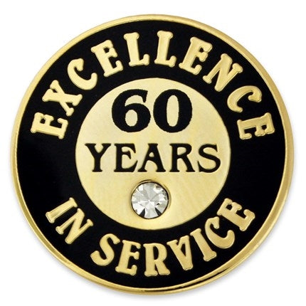 60 Years of Service Pin with Stone