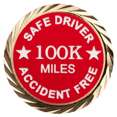 Safe Driver Pin, Accident Free Pin with your choice of miles