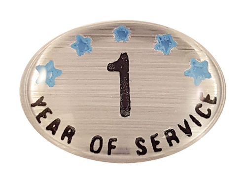 1 Year Self Adhesive Years of Service, Silver