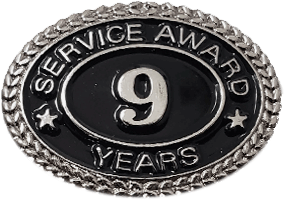 Silver 9 Years Service Award Pin