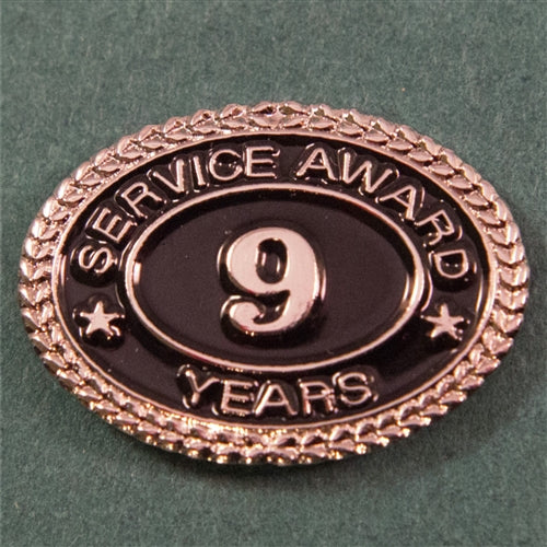 Silver 9 Years Service Award Pin