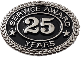 Silver 25 Years Service Award Pin