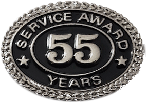 Silver 55 Years Service Award Pin